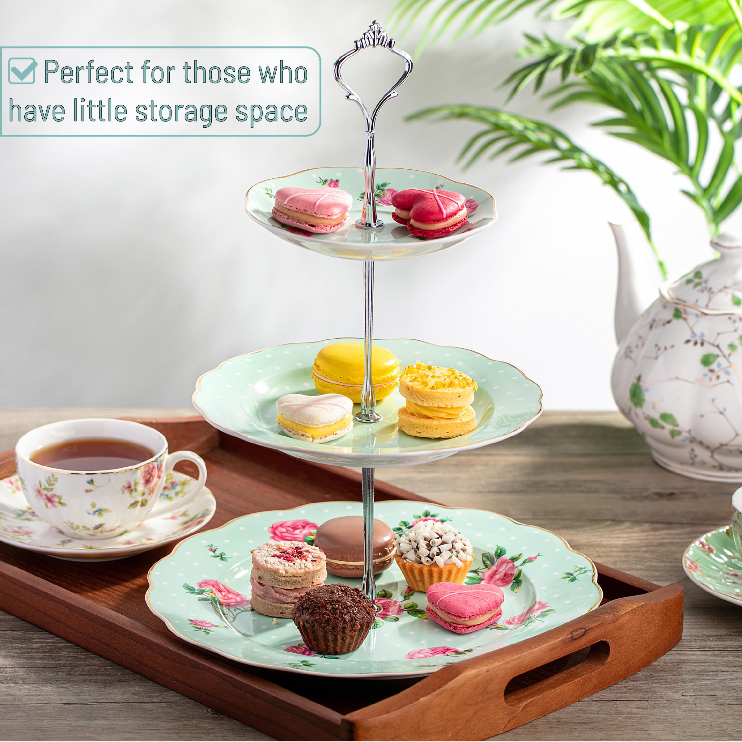 Amazon.com | BTaT 3-Tier Porcelain Dessert Tower, Green Afternoon